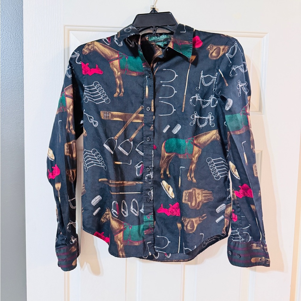 Ralph Lauren Black Equestrian Print Shirt